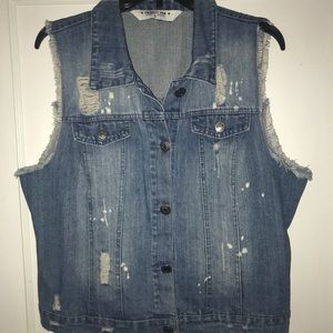 Celebrity Pink denim destroyed vest